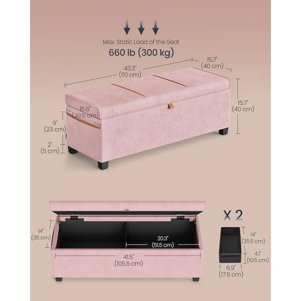 Storage Ottoman Bench, Storage Chest, 15.7 x 43.3 x 15.7 Inches