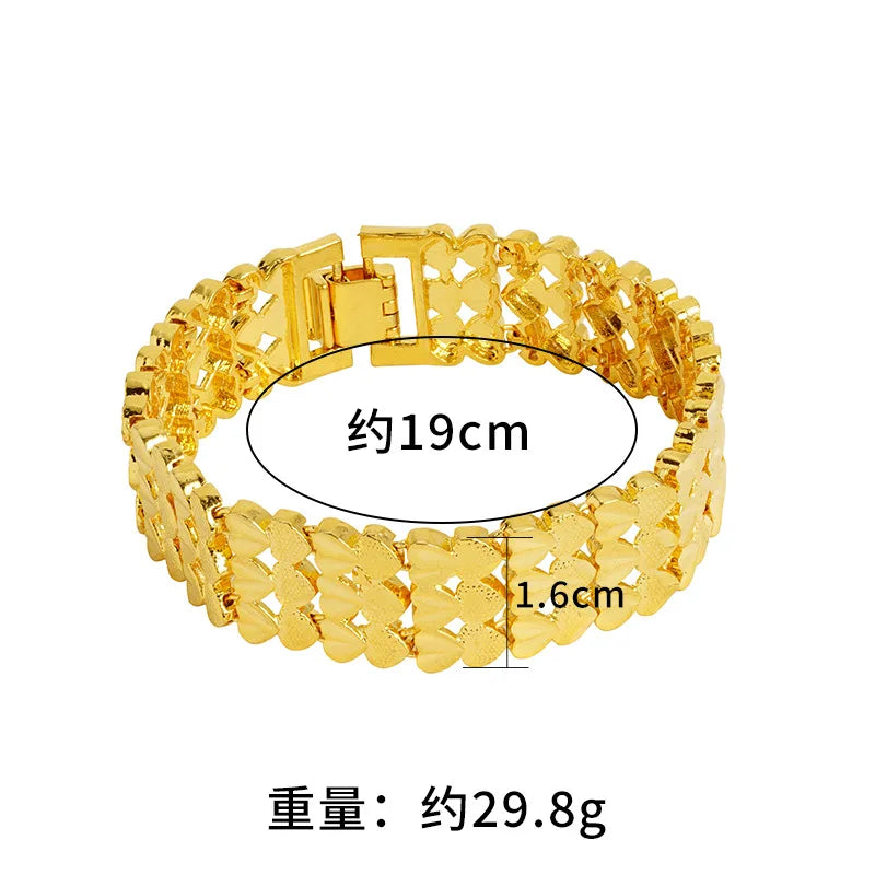 Au999 Hammered Pine Scale Heart Clasp Bracelet Unisex