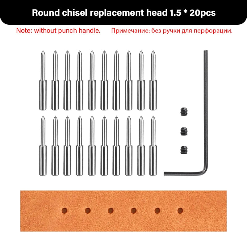 WUTA 3G Leather Punches Head Replaceable Pricking Iron Tools