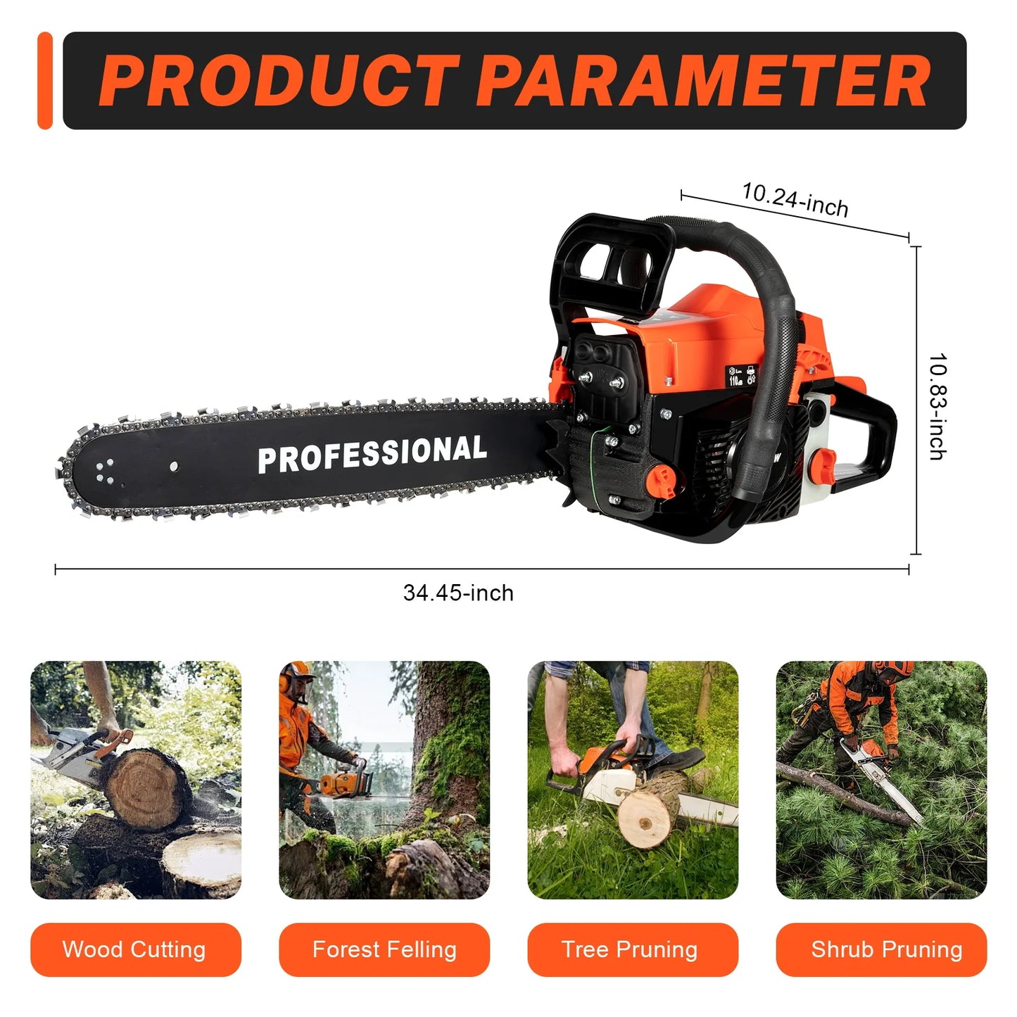 58CC 20 Inch Gas Chainsaw Gas Powered Handheld Tool