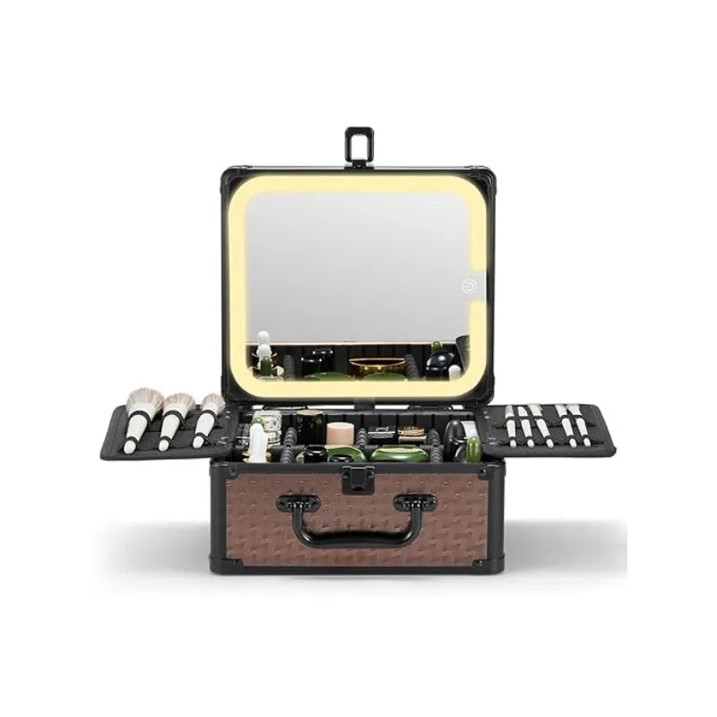 Makeup Case with Detachable Illuminated Mirror and LED Mirror