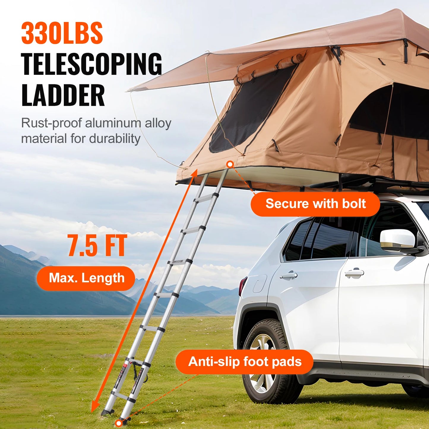 VEVOR Rooftop Tent Hardshell Folding Tent with Telescopic Ladder