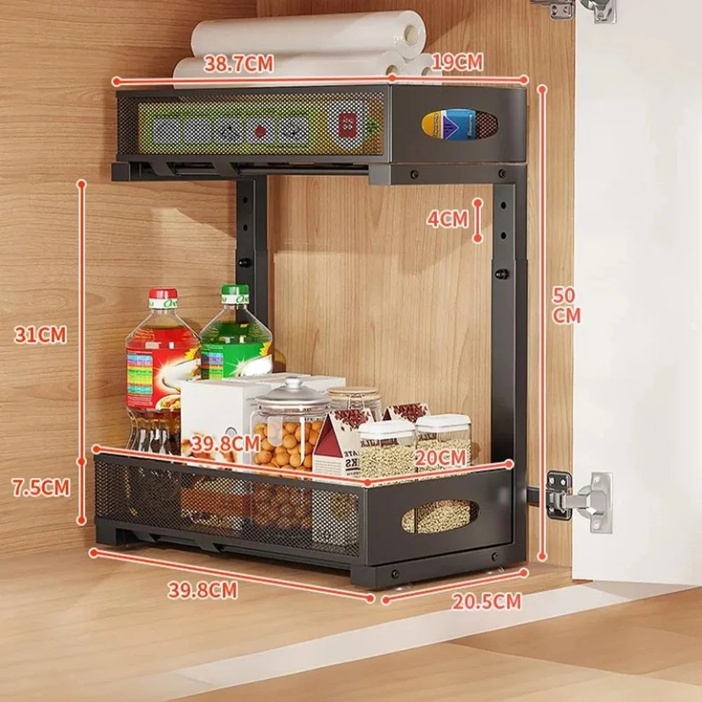 HiMISSH 2 Tier Pull Out Under Sink Organizer Sliding Drawer