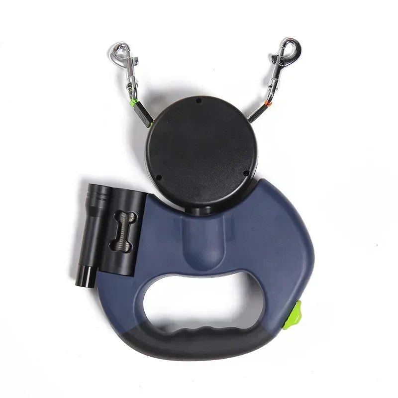 LED Automatic Retractable Traction Rope Two-Headed Dog Leash