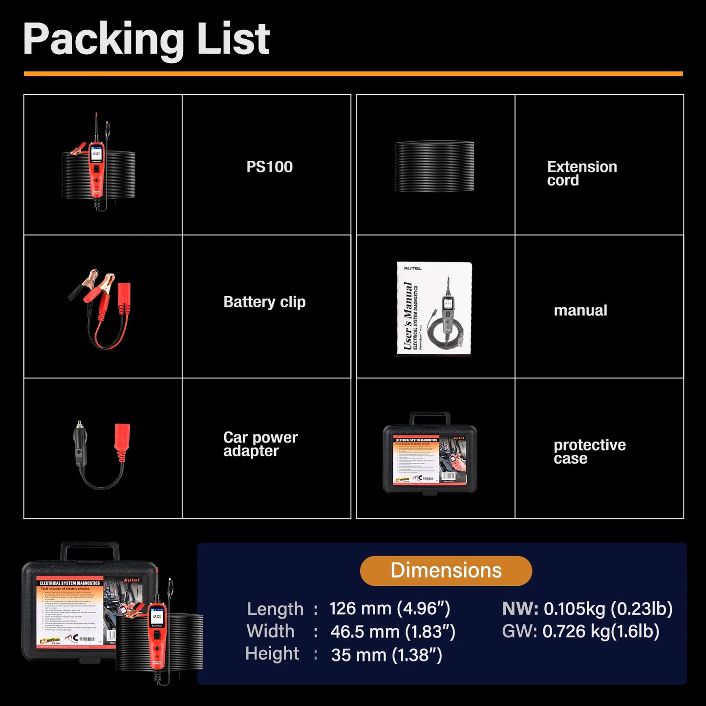 Autel PowerScan PS100 Auto Circuit Tester AVOmeter Tool