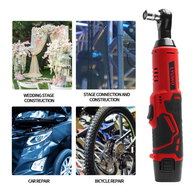 LYUWO 3/8 Rechargeable Electric Ratchet Set Angle Drill