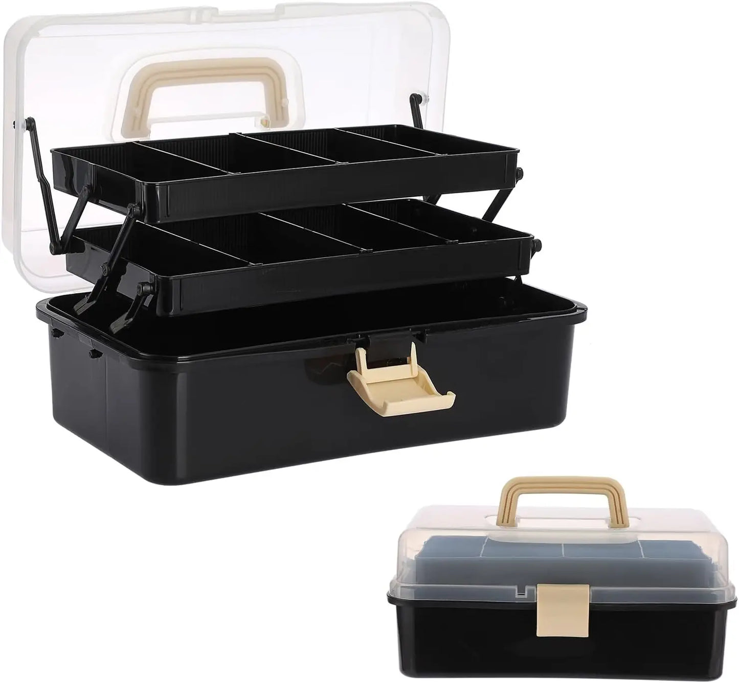 3-Layer Plastic Dividing Storage Box Craft Organizer and Storage with Adjustable Spacers