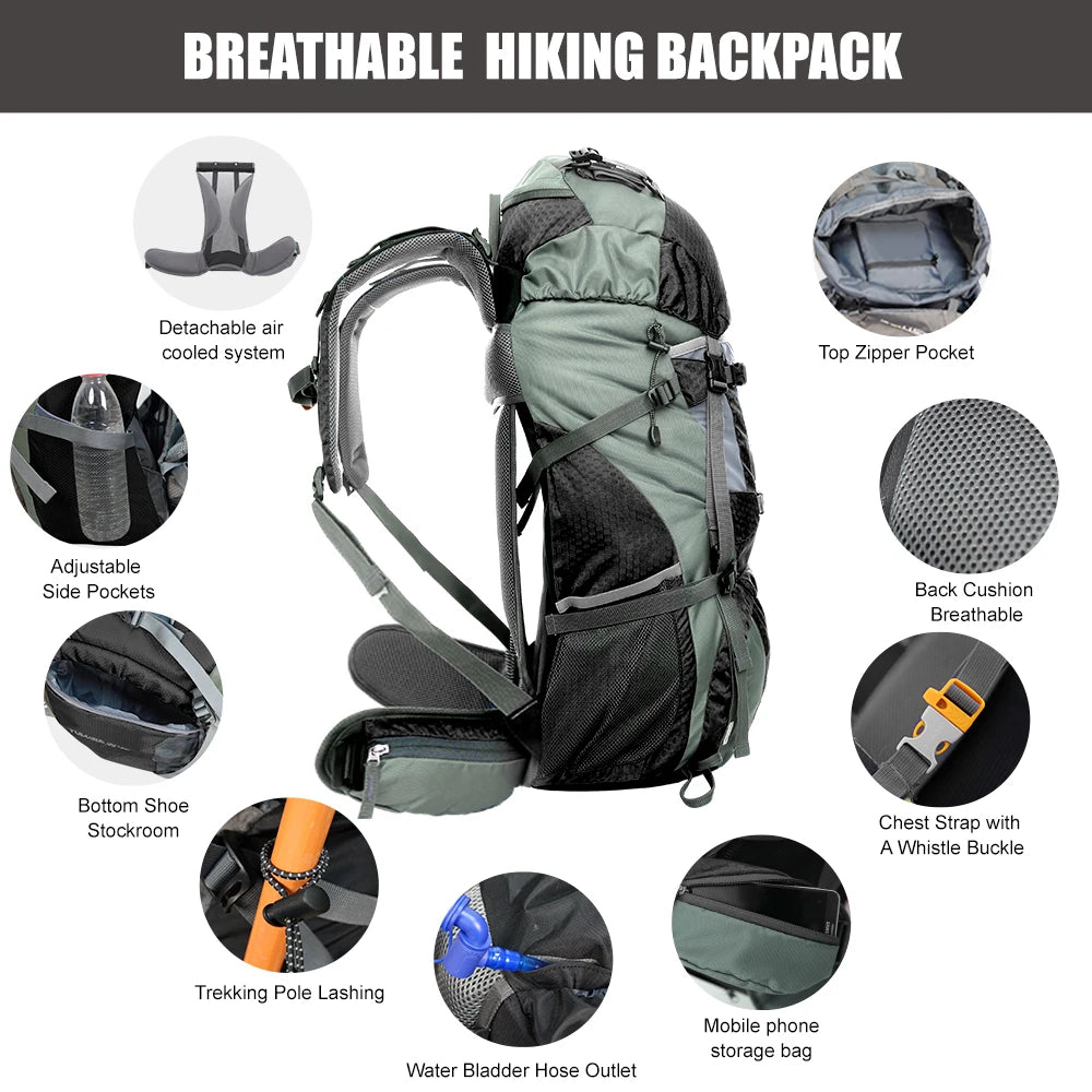 WESTTUNE 60L Explorer Internal Frame Backpack for Travel