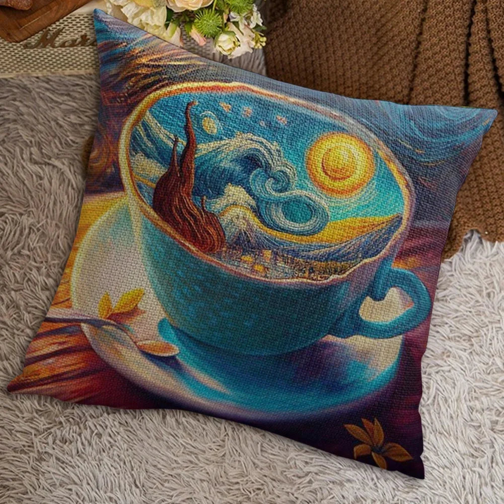 11CT Eco-Cotton Thread Coffee Cup DIY Cross Stitch Pillow Kit