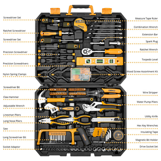 DEKO 228Pcs Socket Wrench Auto Repair Tool Set with Case