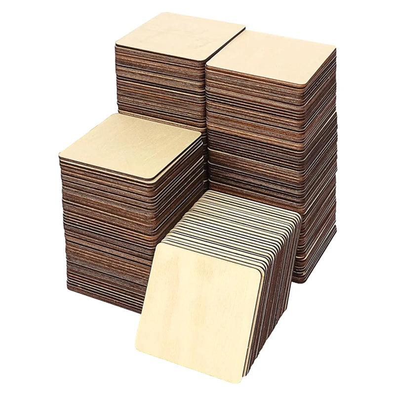 100pcs/Lot 4-6cm Unfinished Blank Wood Squares for DIY