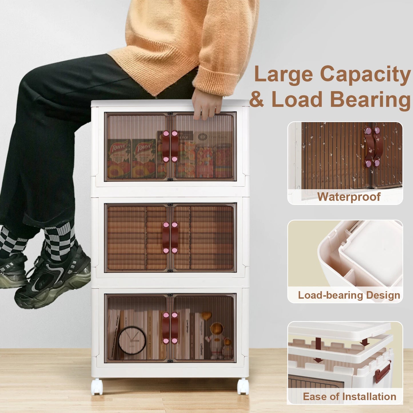 Collapsible Storage Bins With Lids And Wheels For Office Dorm