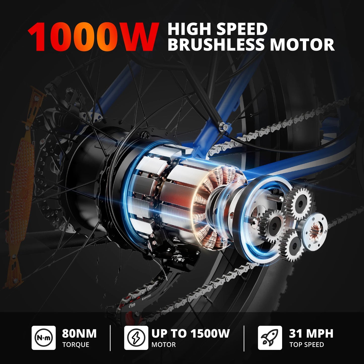 AMYET EB26 Electric Mountain Bike 1500W 28mph Peak