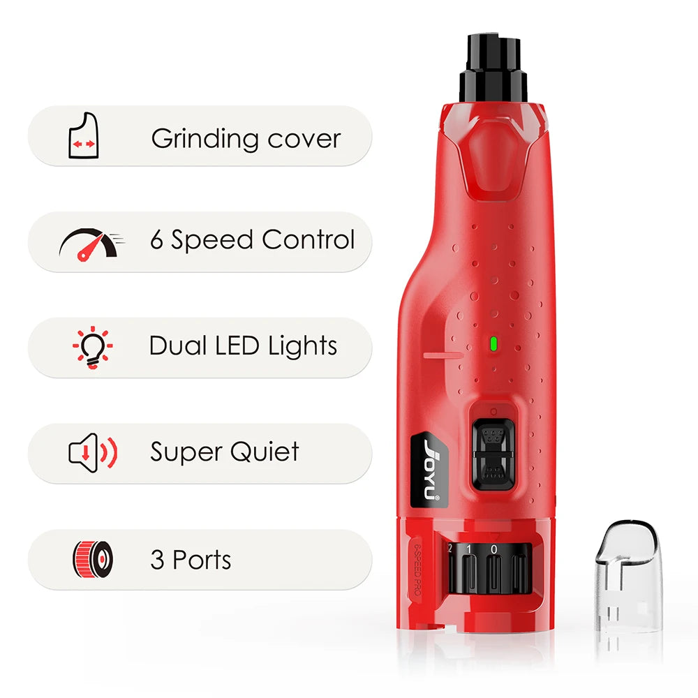 Dog Nail Grinder Dustproof with 2 LED Light Super Quiet 6-Speed Trimmer for Small Medium Large Dogs