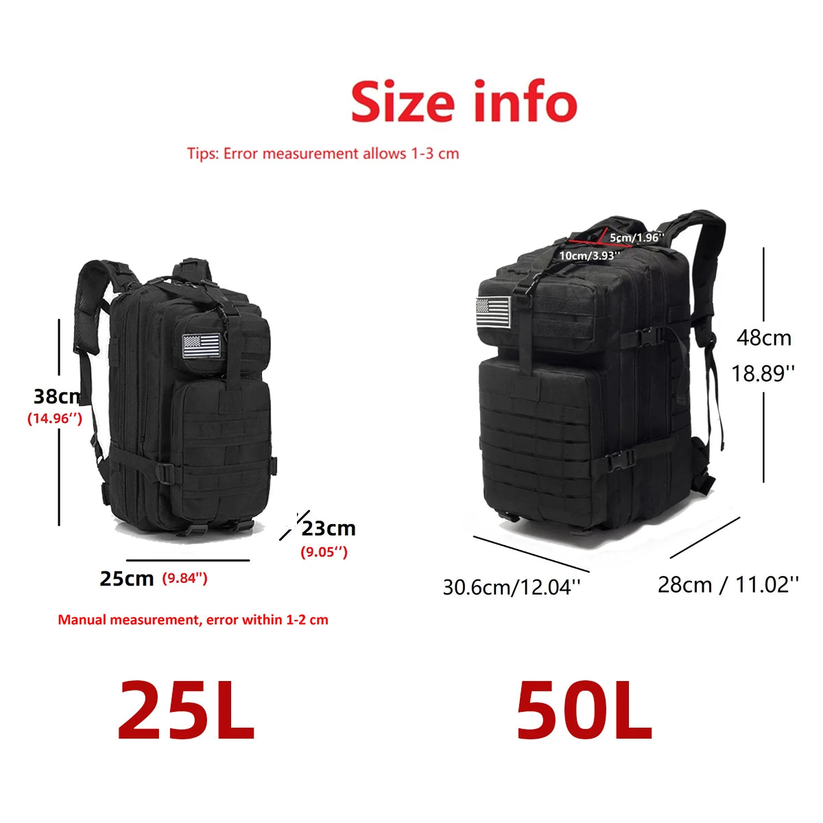 25L/50L 1000D Nylon Waterproof Trekking Fishing Hunting Bag