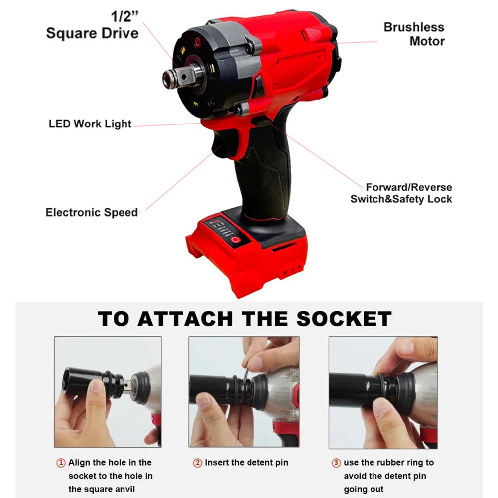 Magnitt Brushless Impact Wrench 500Nm Cordless Power Tool