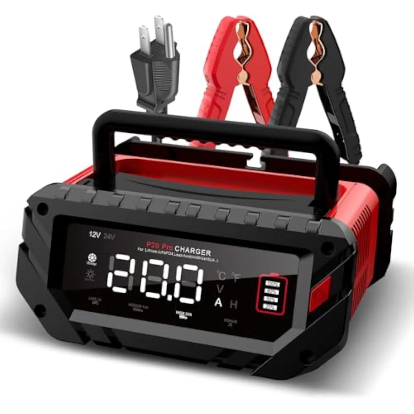 20-Amp Car Battery Charger, 12V/24V Smart Charger