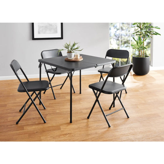 5-Piece Resin Folding Table and Four Folding Chairs Set