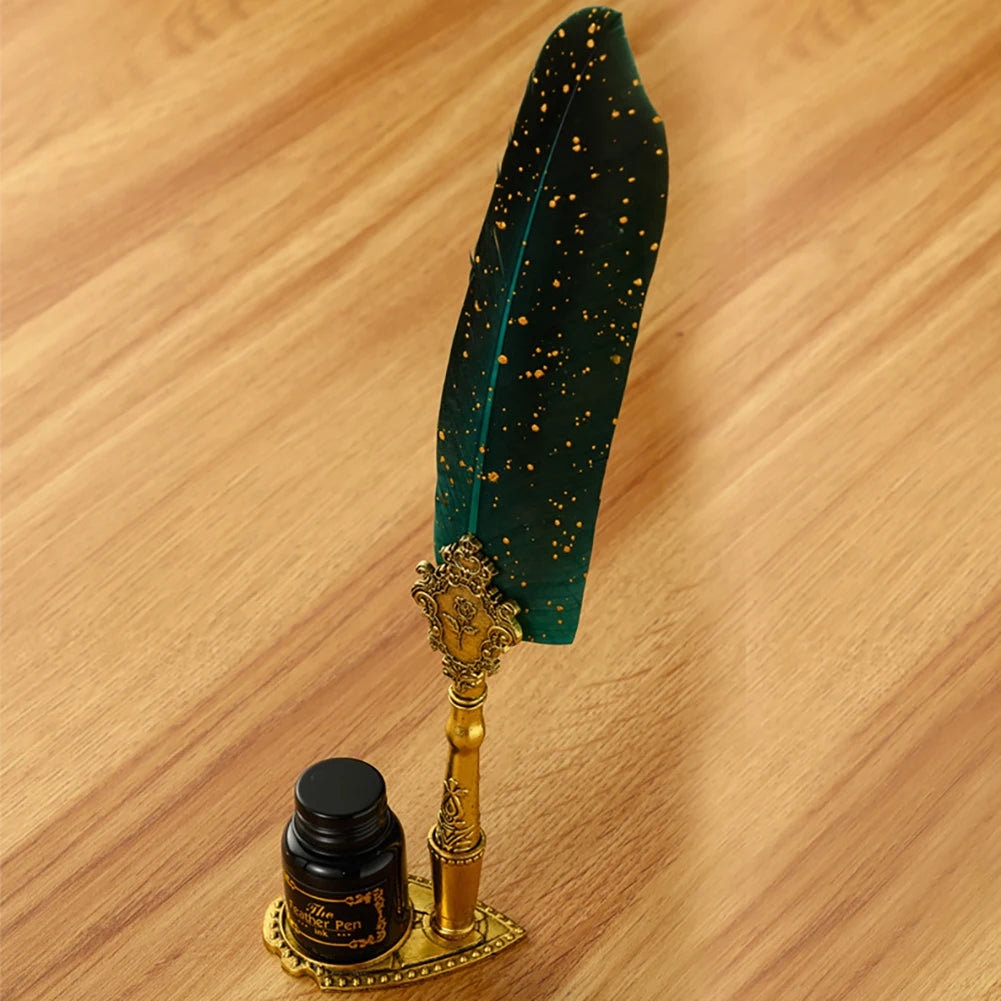 Exquisite Feather Pen Writing Ink Set Stationery Gifts