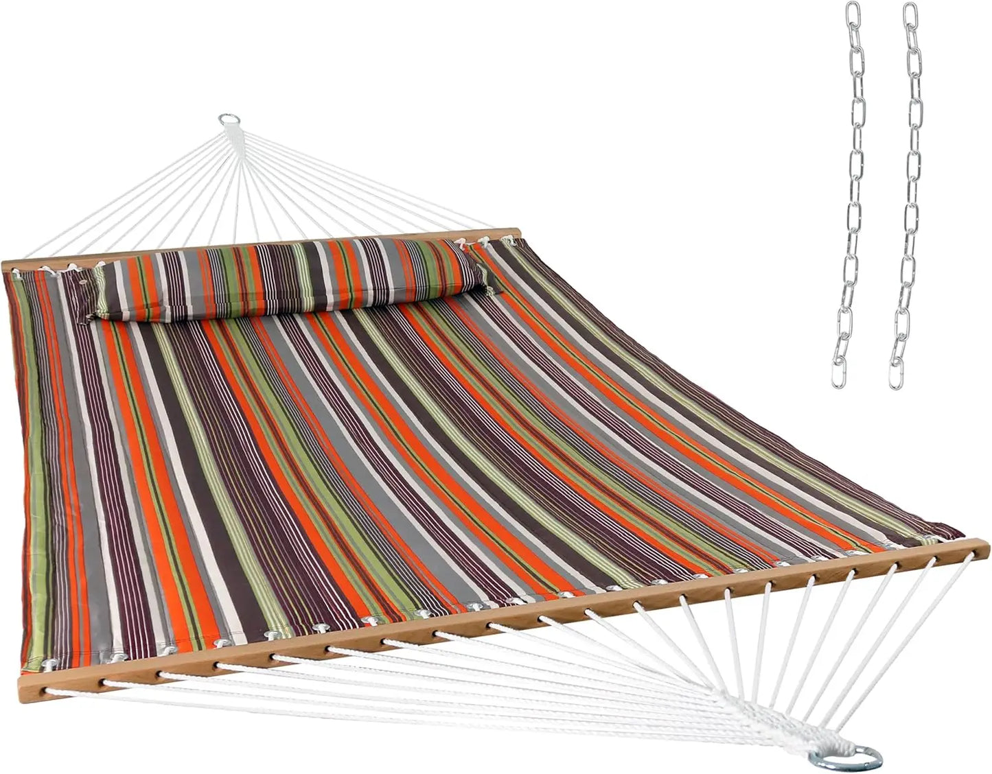 Quilted Outdoor Hammock with Spreader Bars 450-Pound Capacity
