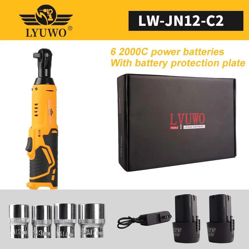 LYUWO 12V 3/8 Rechargeable Electric Ratchet Set Tool
