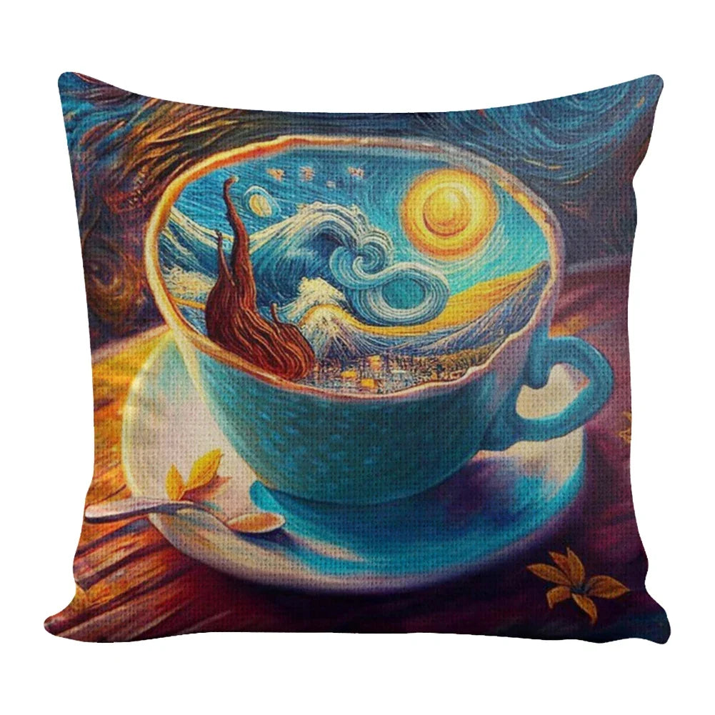 11CT Eco-Cotton Thread Coffee Cup DIY Cross Stitch Pillow Kit