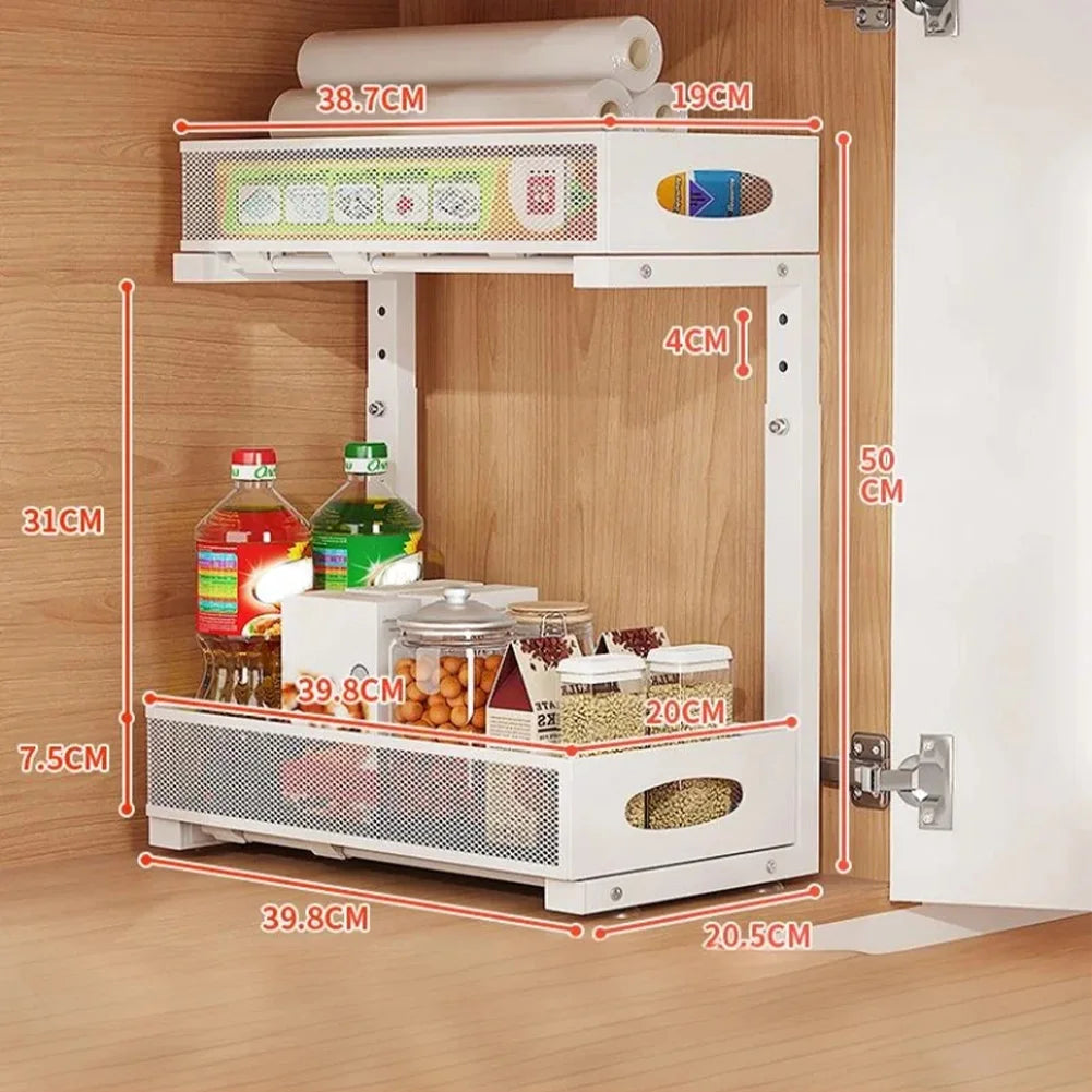HiMISSH 2 Tier Pull Out Under Sink Organizer Sliding Drawer