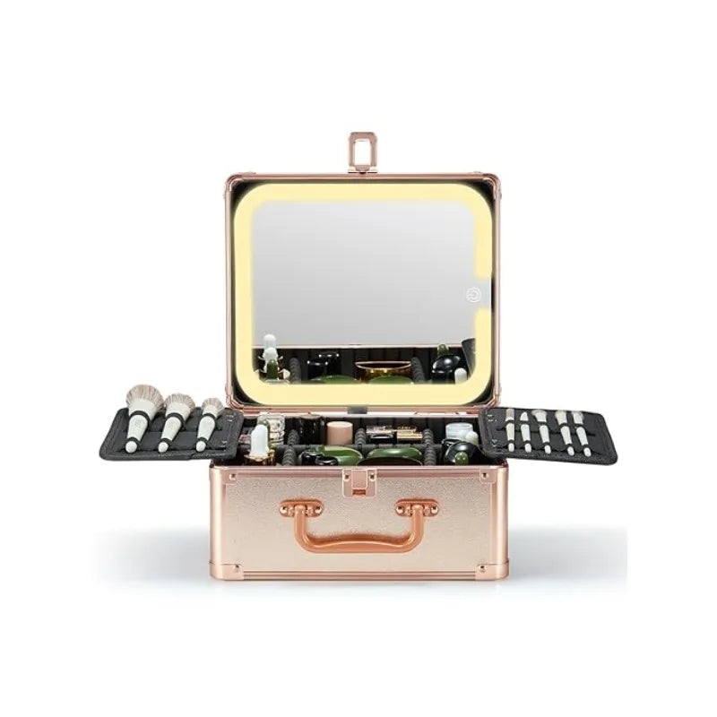 Makeup Case with Detachable Illuminated Mirror and LED Mirror