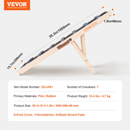 VEVOR Dog Ramp Folding Ladder Adjustable Wooden Pet Ramp