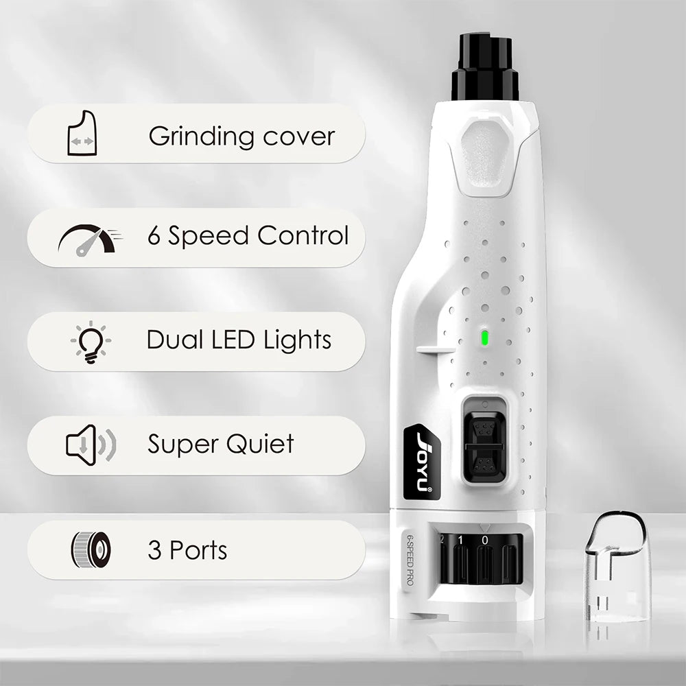 Dog Nail Grinder Dustproof with 2 LED Light Super Quiet 6-Speed Trimmer for Small Medium Large Dogs