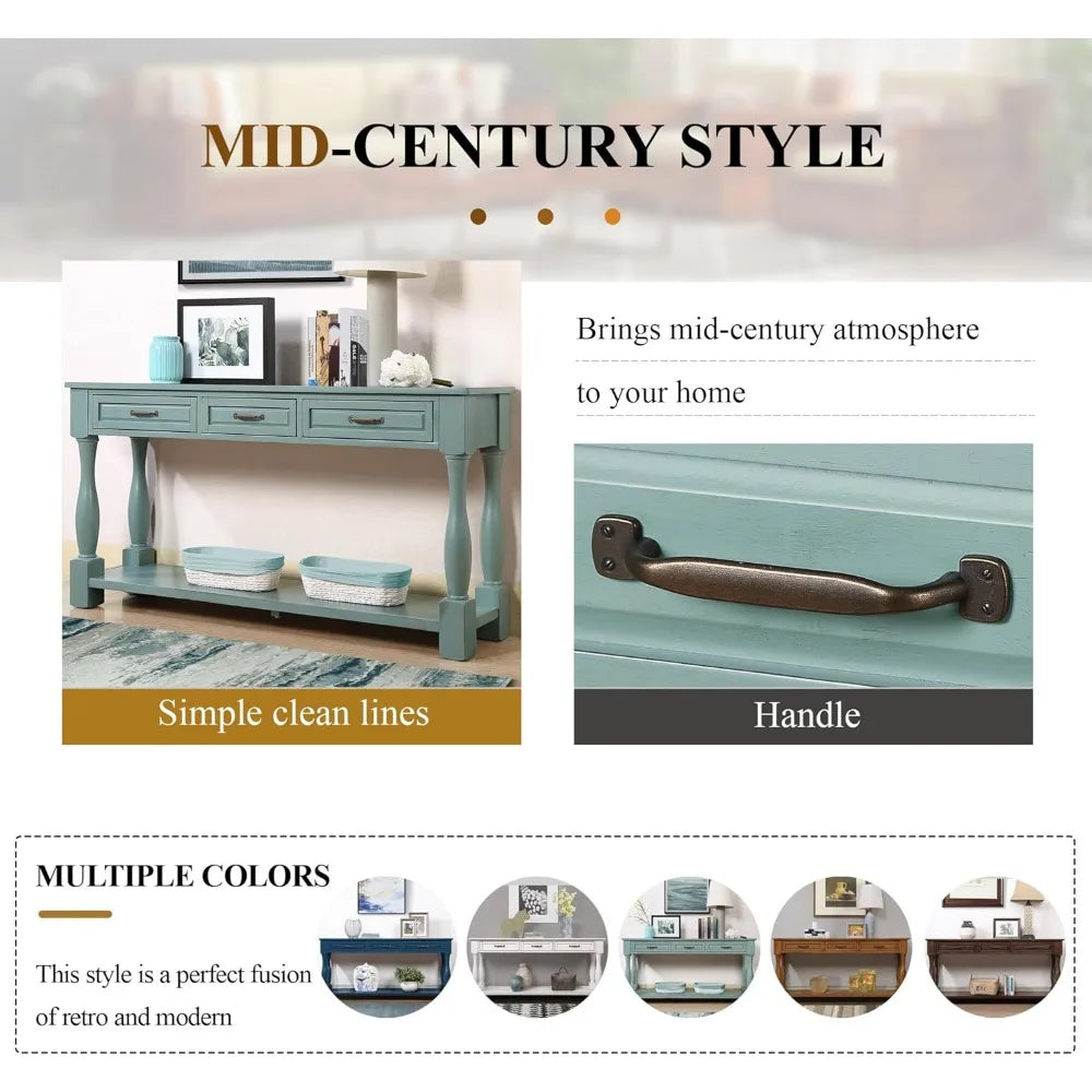 Long Narrow Entryway Table with Drawers, 63 Inch Sofa