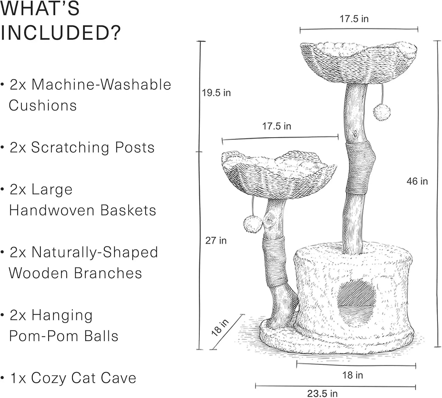 Real Branch Luxury Cat Condo Wood Cat Scratching Tree Design