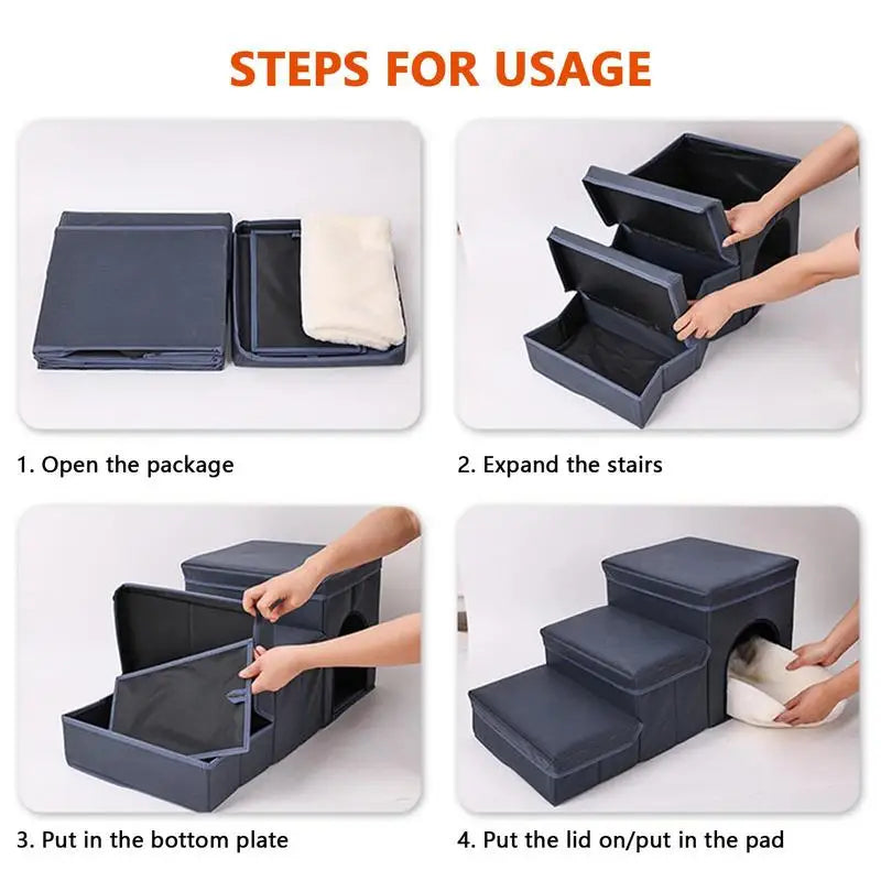 Foldable Dog Steps Dog Stair Portable Dog Steps With Storage Box