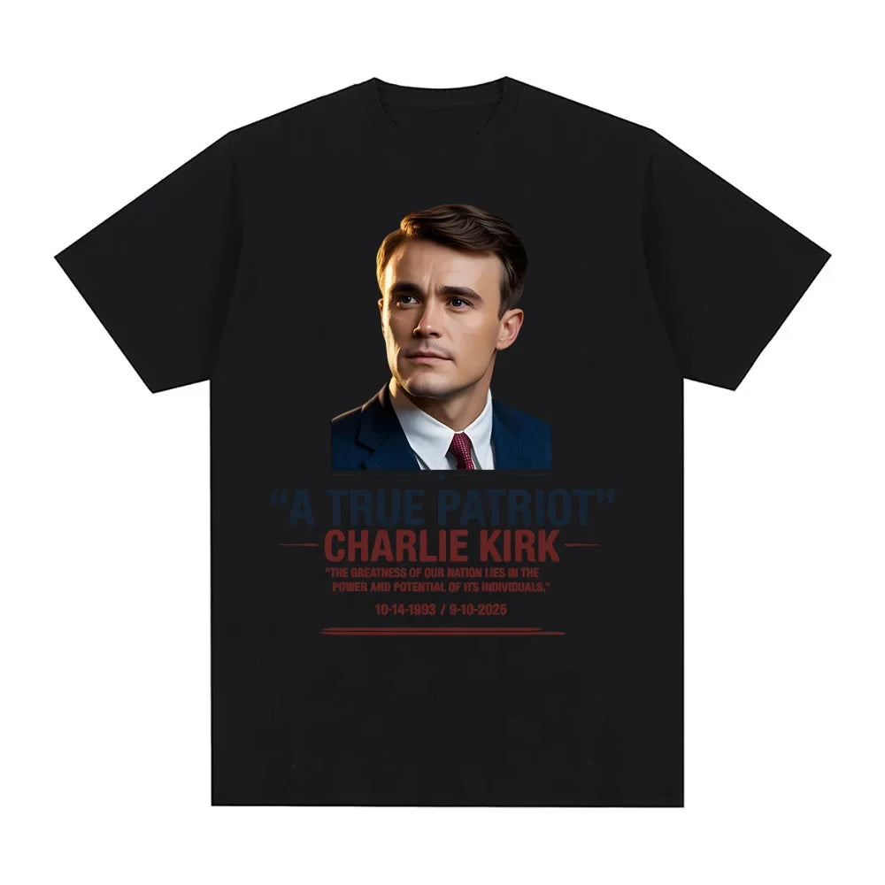 Clothing A True Patriot Charlie Kirk Tee Shirt Unisex Cotton