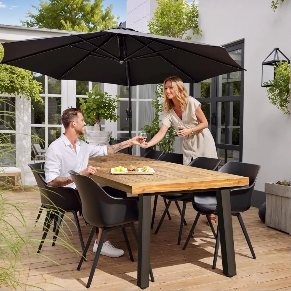 Acacia Wood Table 6-Person Indoor Outdoor Dining Table