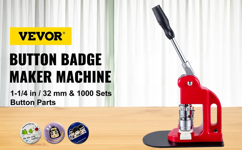 VEVOR 25-75MM Badge Maker Machine DIY Button Pin Broochs Press