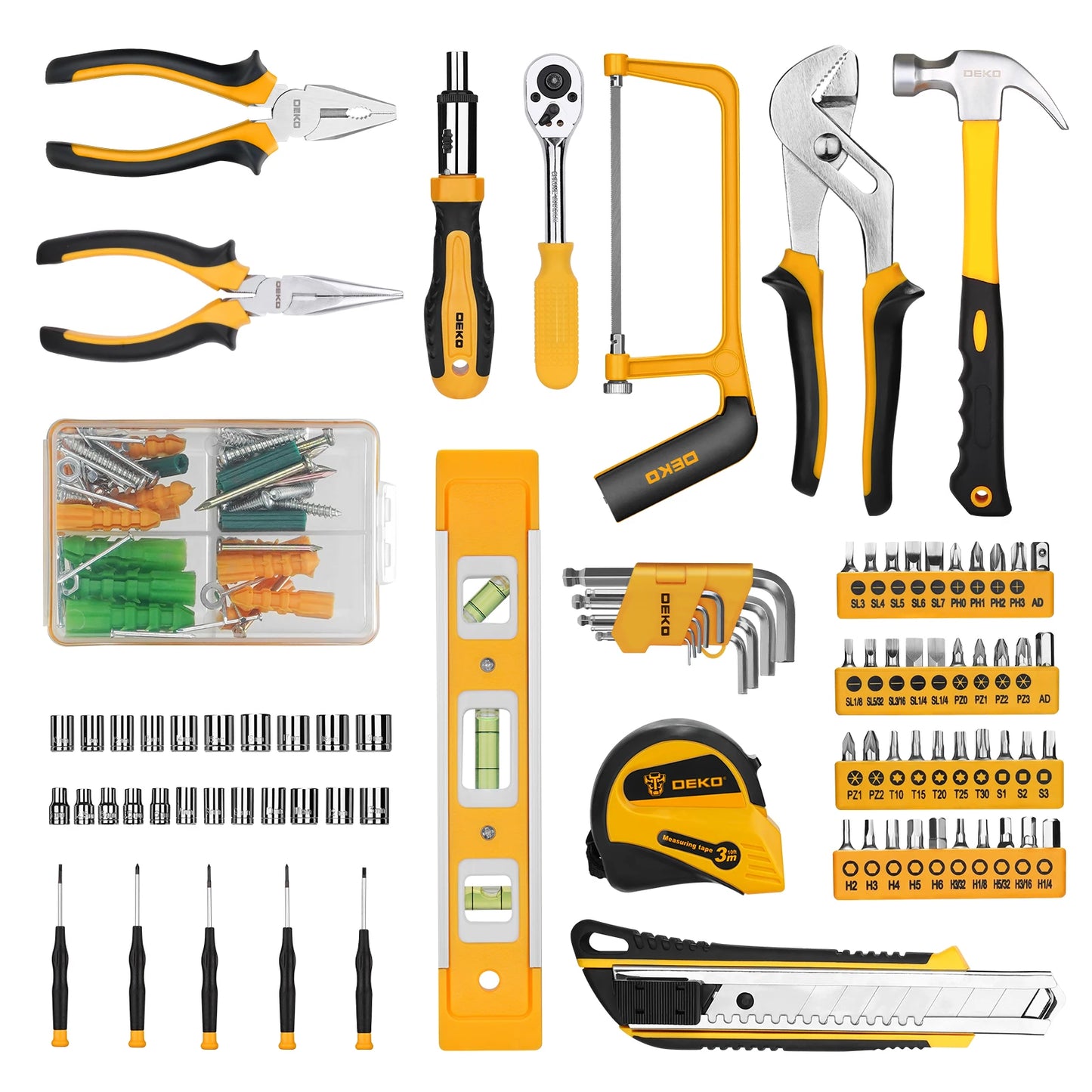 DEKO 228Pcs Socket Wrench Auto Repair Tool Set with Case