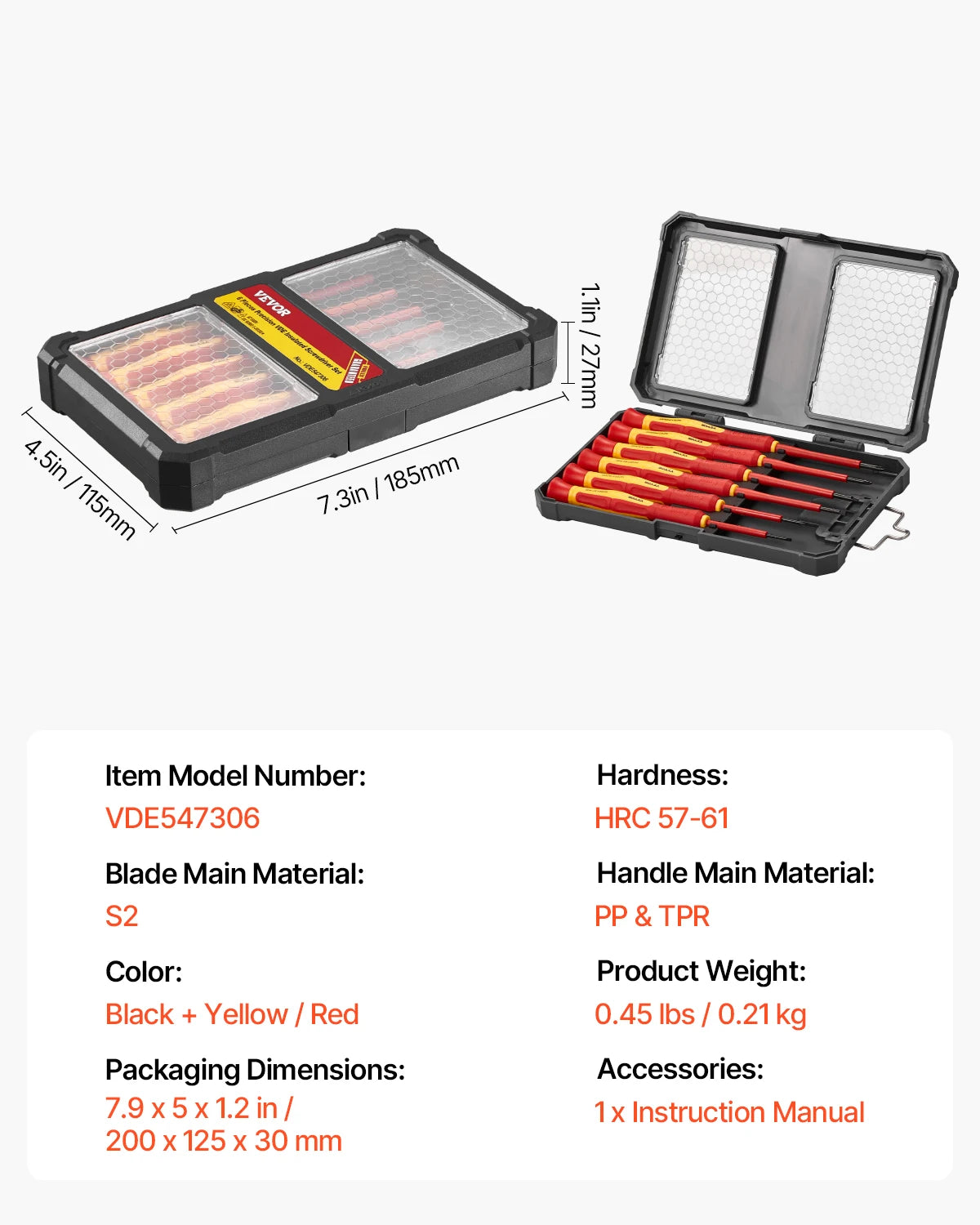 VEVOR Insulated Screwdriver Set Professional Electrical Screwdriver Set 1000V Insulated Electrician Tool Set Magnetic Phillips