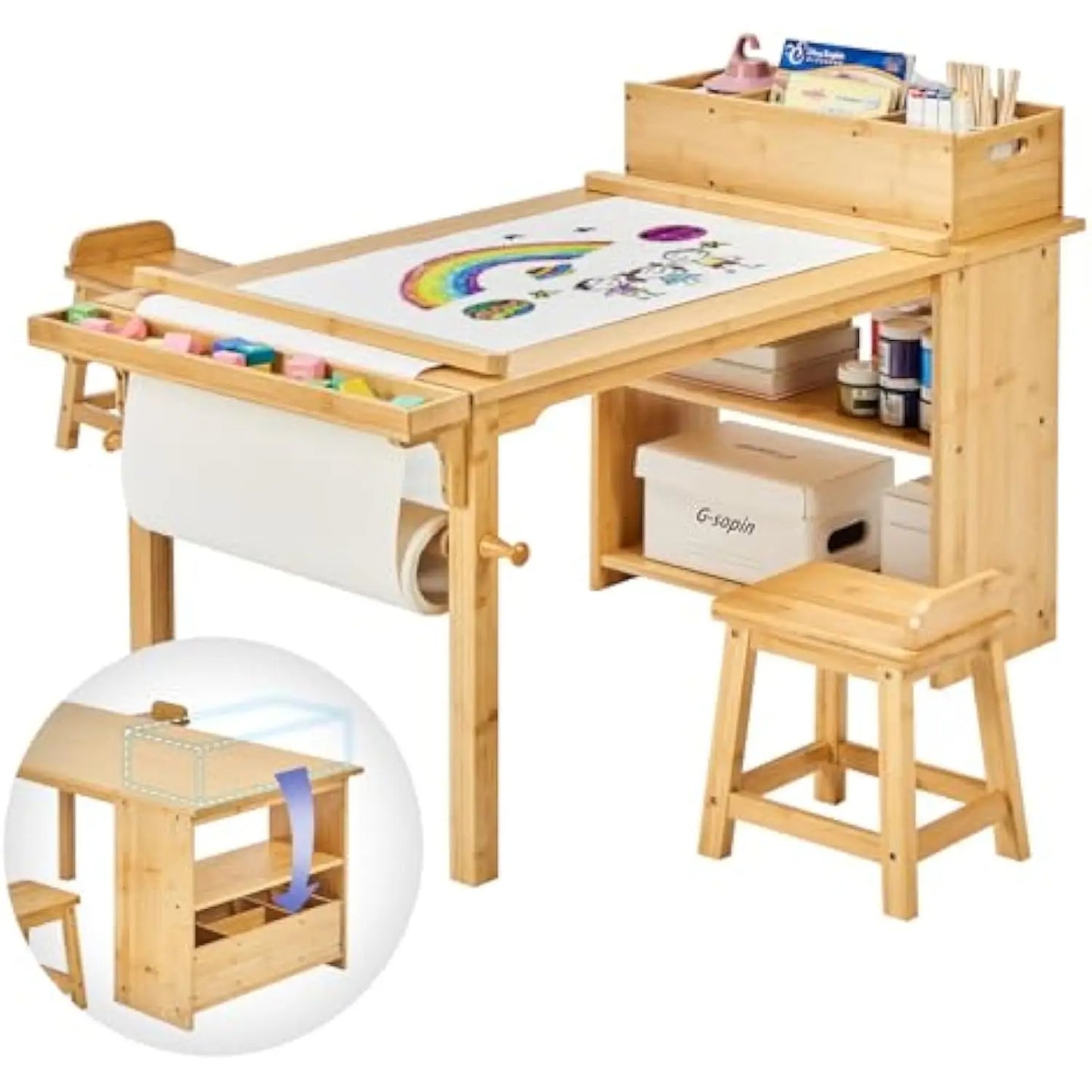 Drawing and Art Table & Chair Set for Toddlers Portable