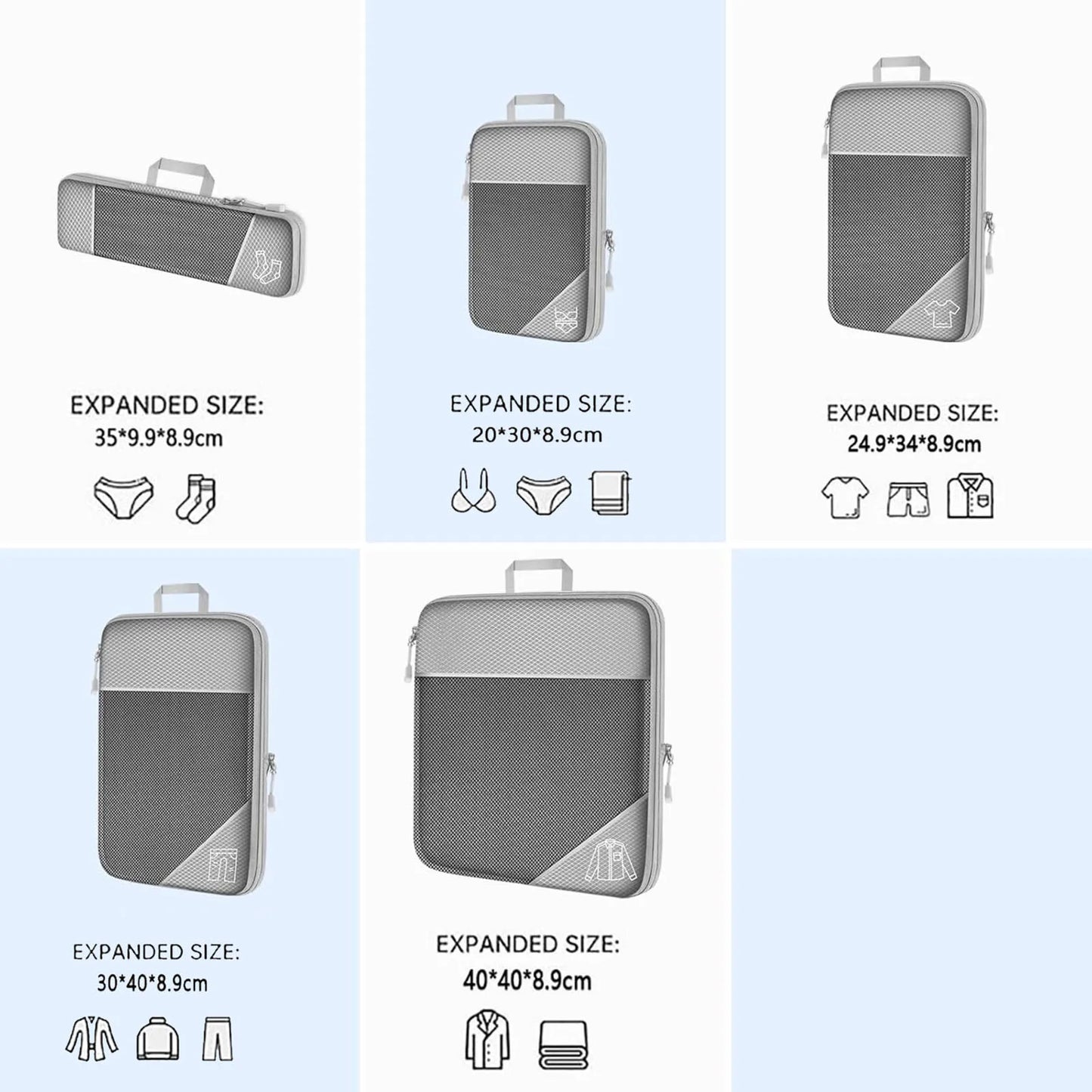 5 Set Compression Packing Cubes for Travel Essentials