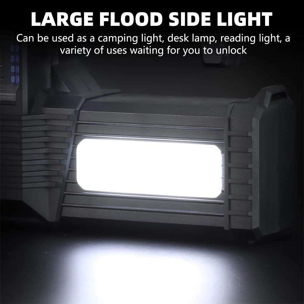 Solar Energy High Power LED Flashlight Type-C Rechargeable Waterproof