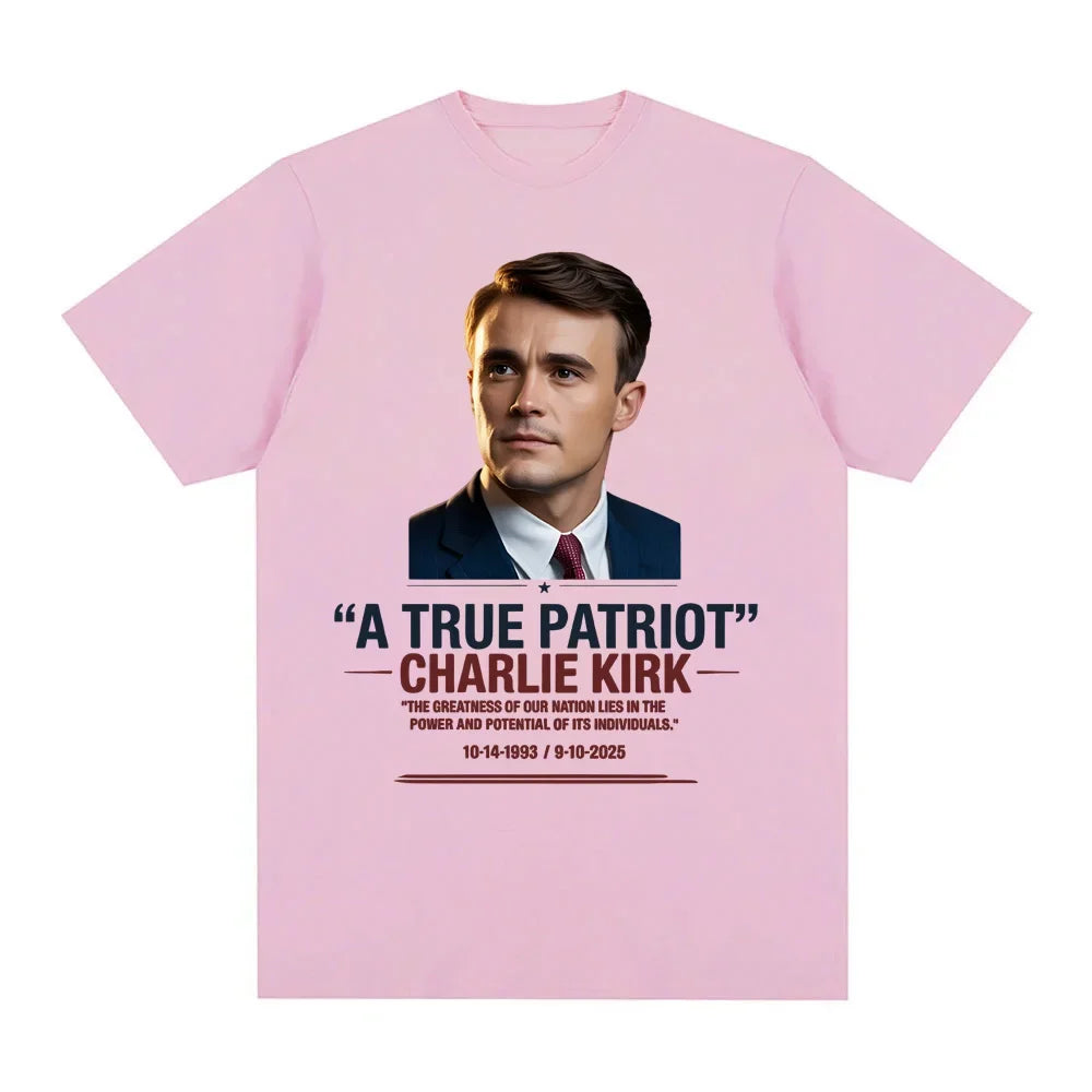 Clothing A True Patriot Charlie Kirk Tee Shirt Unisex Cotton