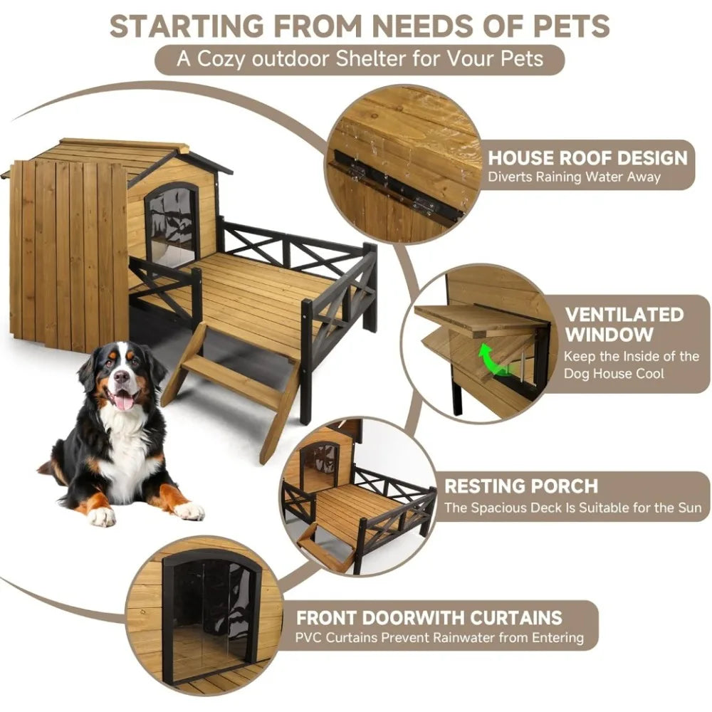 Large Outdoor Dog House, Extreme Outback Log Cabin Kennel