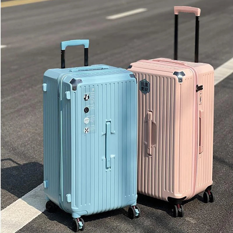 Unisex Rolling Luggage Cabin Holiday Suitcase Sets Couples Travel Anti-Fall Package with Wheels