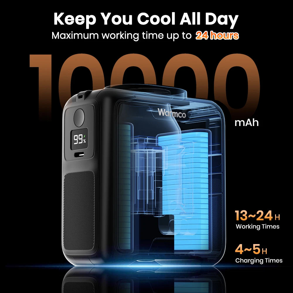 Warmco Portable Waist Fan 10000mAh Four Speed Belt Clip