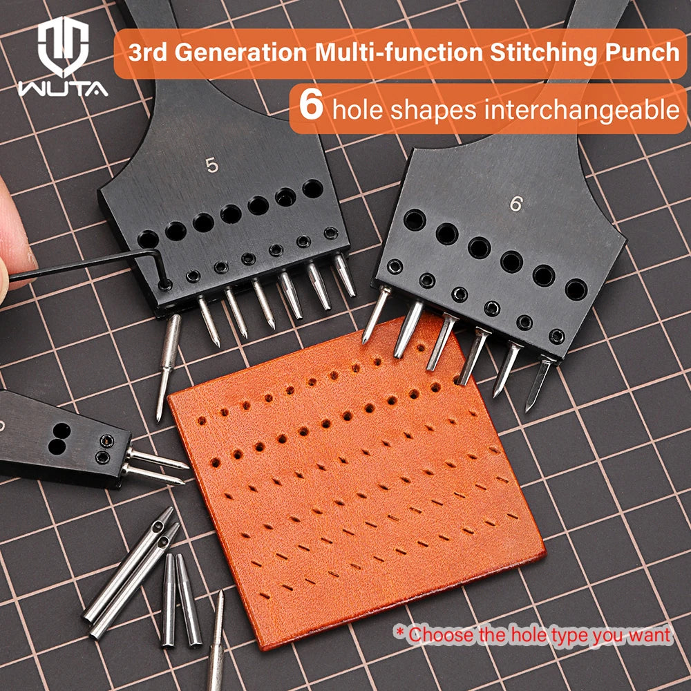 WUTA 3G Leather Punches Head Replaceable Pricking Iron Tools