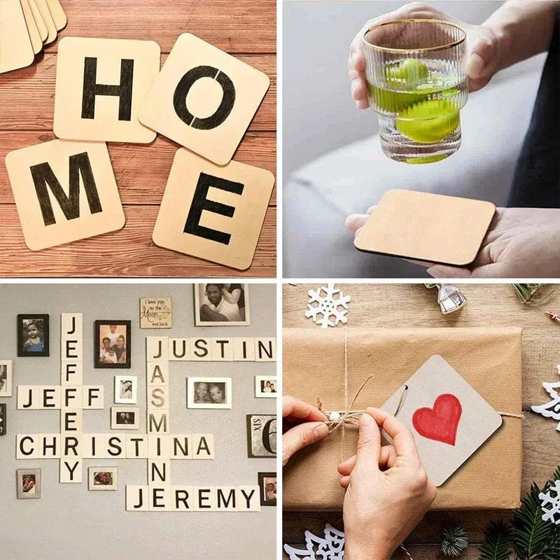 100pcs/Lot 4-6cm Unfinished Blank Wood Squares for DIY