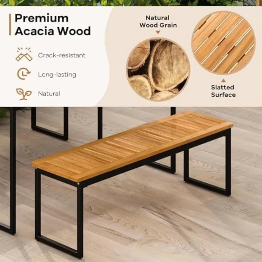 Stylish 6 Pieces Outdoor Acacia Wood Dining Set for Patios