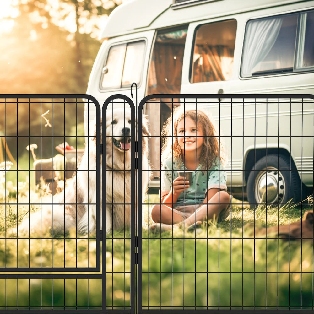 16 Panels Heavy Duty Metal Playpen with Door 31.7H Dog Fence