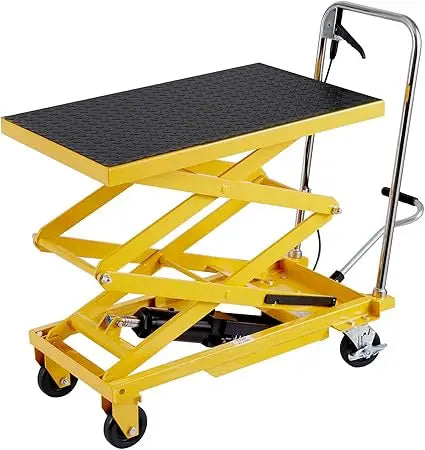 Hydraulic Lift Cart With Double Scissor Table And Wheels